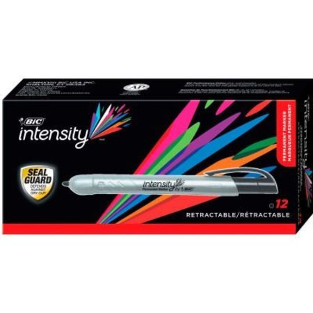 BIC BIC Intensity Retractable Permanent Marker, Fine Bullet Tip, Black, Dozen PMR11-BK